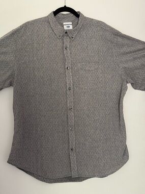 100% Cotton Old Navy Gray Short-Sleeve Button-Down Shirt